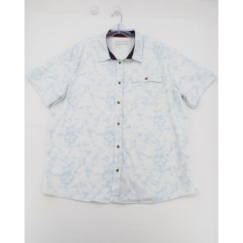 Avalanche Outdoor Supply Men XL Blue Marble Print Short Sleeve Button Down Shirt